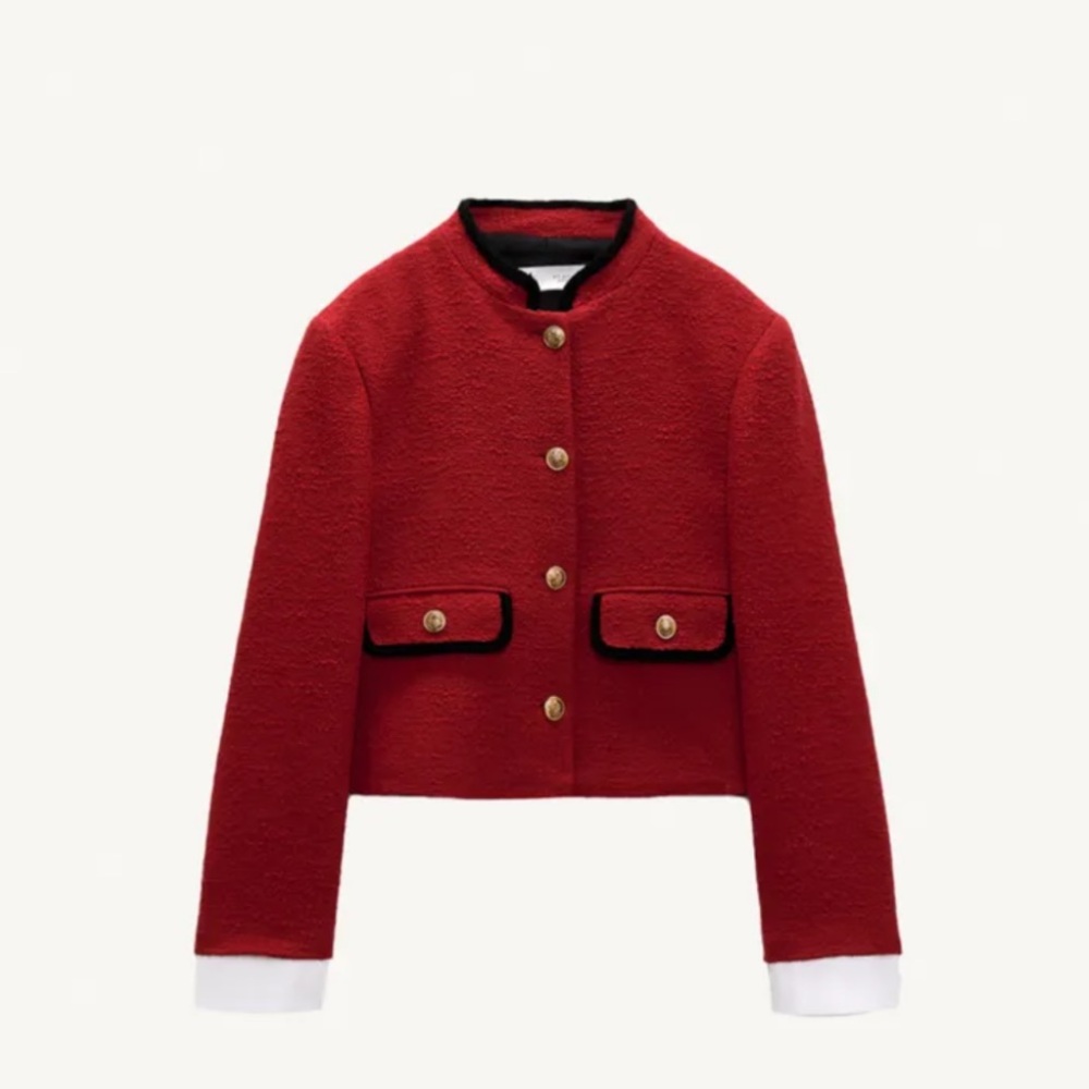 Zara tweed red jacket XL